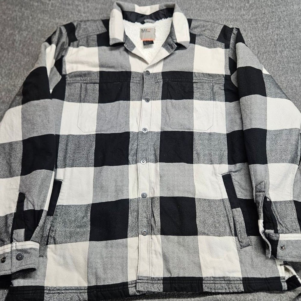 5.11 Tactical Shirt Jacket Mens XL Black White Buffalo Check Sherpa Lined 78042 - Picture 2 of 9